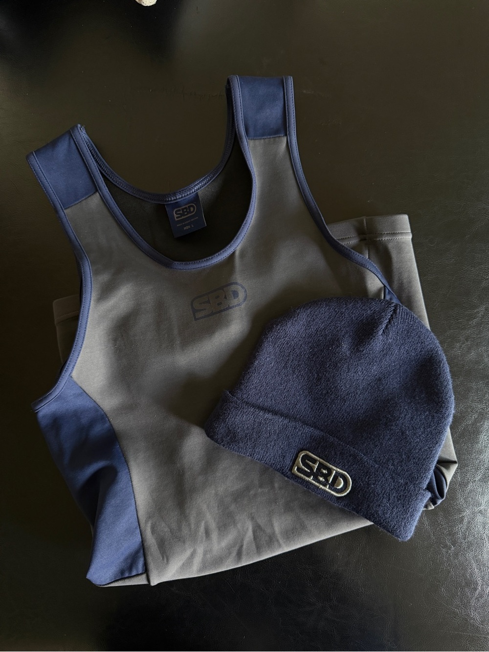 SBD Men’s Navy & Gray Training Singlet and Beanie Set